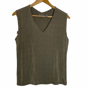 Chico's Travelers Brown V Neck Sleeveless Top Plus Size Chico Size 3 XL Neutral